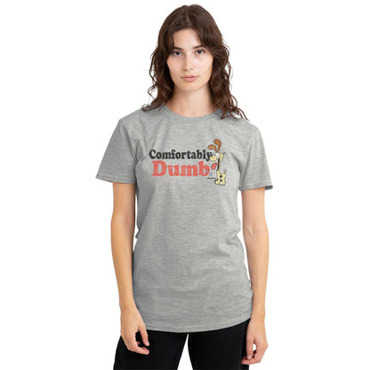 Athletic Heather - Back - Garfield Womens-Ladies Comfortably Dumb Heather T-Shirt