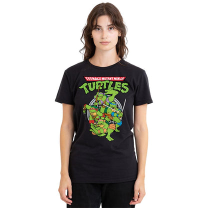 Black - Back - Teenage Mutant Ninja Turtles Womens-Ladies Group T-Shirt