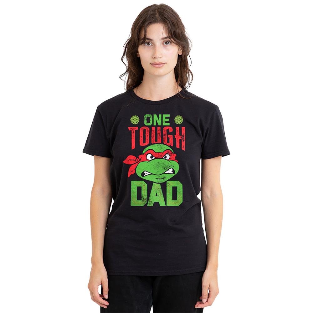 Black - Back - Teenage Mutant Ninja Turtles Womens-Ladies One Tough Dad Fathers Day T-Shirt