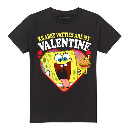 Black - Front - SpongeBob SquarePants Unisex Adult Krabby Patties Are My Valentine T-Shirt