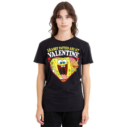 Black - Back - SpongeBob SquarePants Womens-Ladies Krabby Patties Are My Valentine T-Shirt