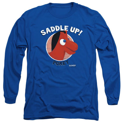 Royal Blue - Front - Gumby Unisex Adult Saddle Up Long-Sleeved T-Shirt