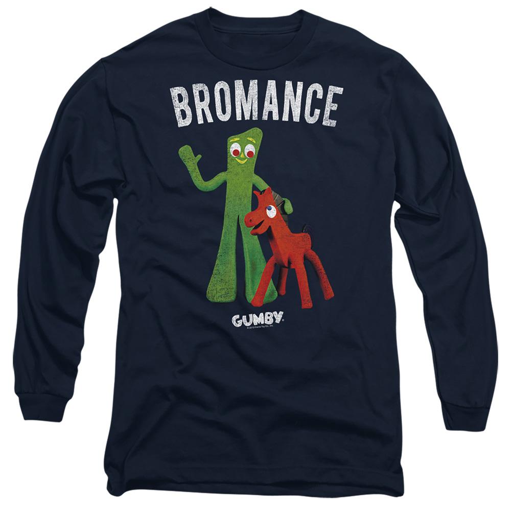 Navy - Front - Gumby Unisex Adult Bromance Long-Sleeved T-Shirt