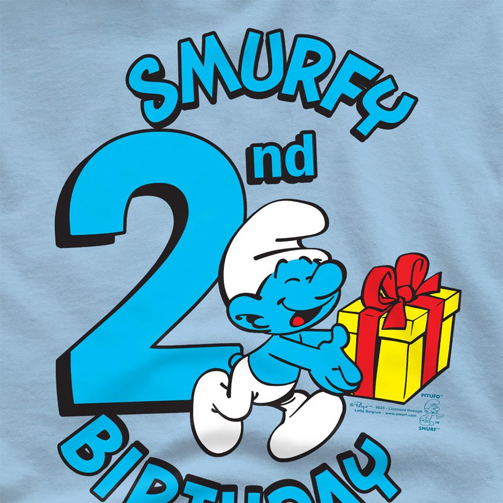 Light Blue - Side - The Smurfs Unisex Adult Smurfy 2nd Birthday T-Shirt