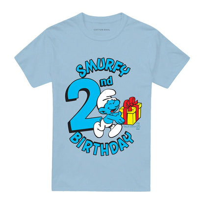 Light Blue - Front - The Smurfs Unisex Adult Smurfy 2nd Birthday T-Shirt