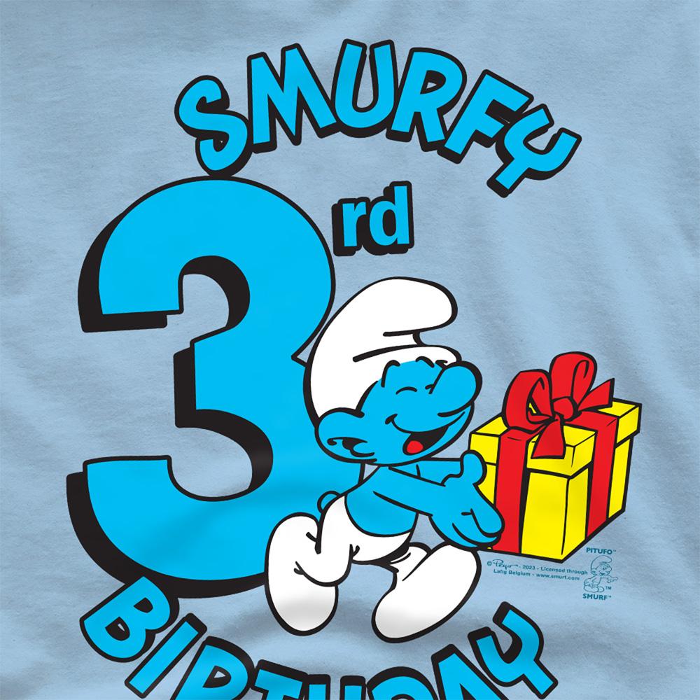 Light Blue - Side - The Smurfs Unisex Adult Smurfy 3rd Birthday T-Shirt