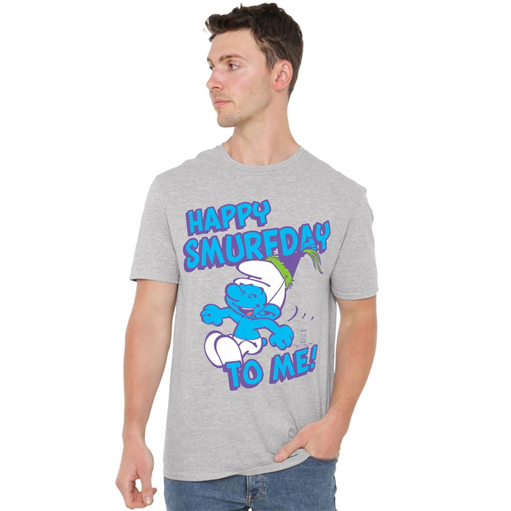 Athletic Heather - Back - The Smurfs Unisex Adult Happy Smurfy Day To Me T-Shirt