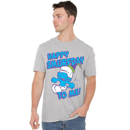 Athletic Heather - Back - The Smurfs Unisex Adult Happy Smurfy Day To Me T-Shirt