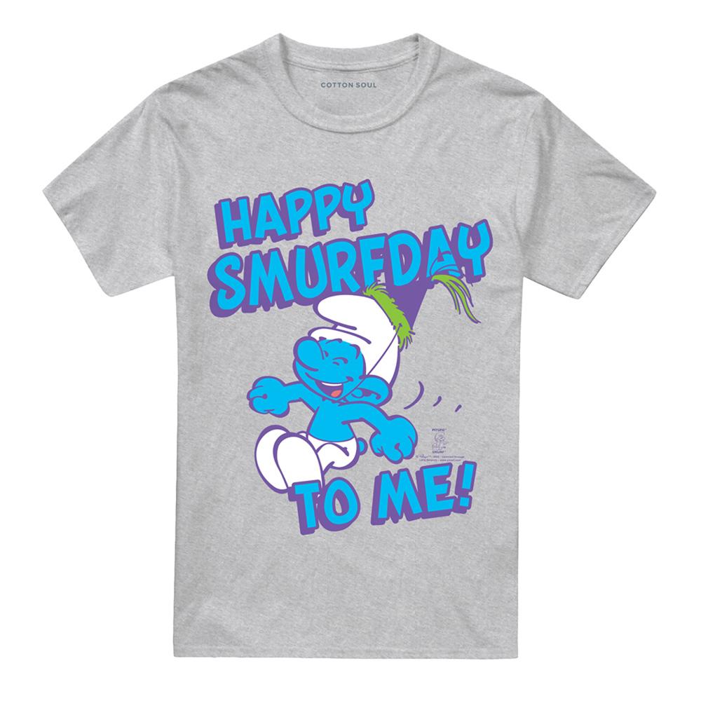 Athletic Heather - Front - The Smurfs Unisex Adult Happy Smurfy Day To Me T-Shirt