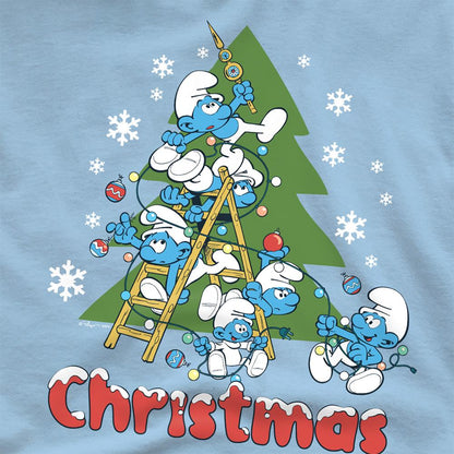 Light Blue - Side - The Smurfs Unisex Adult Christmas Tree T-Shirt