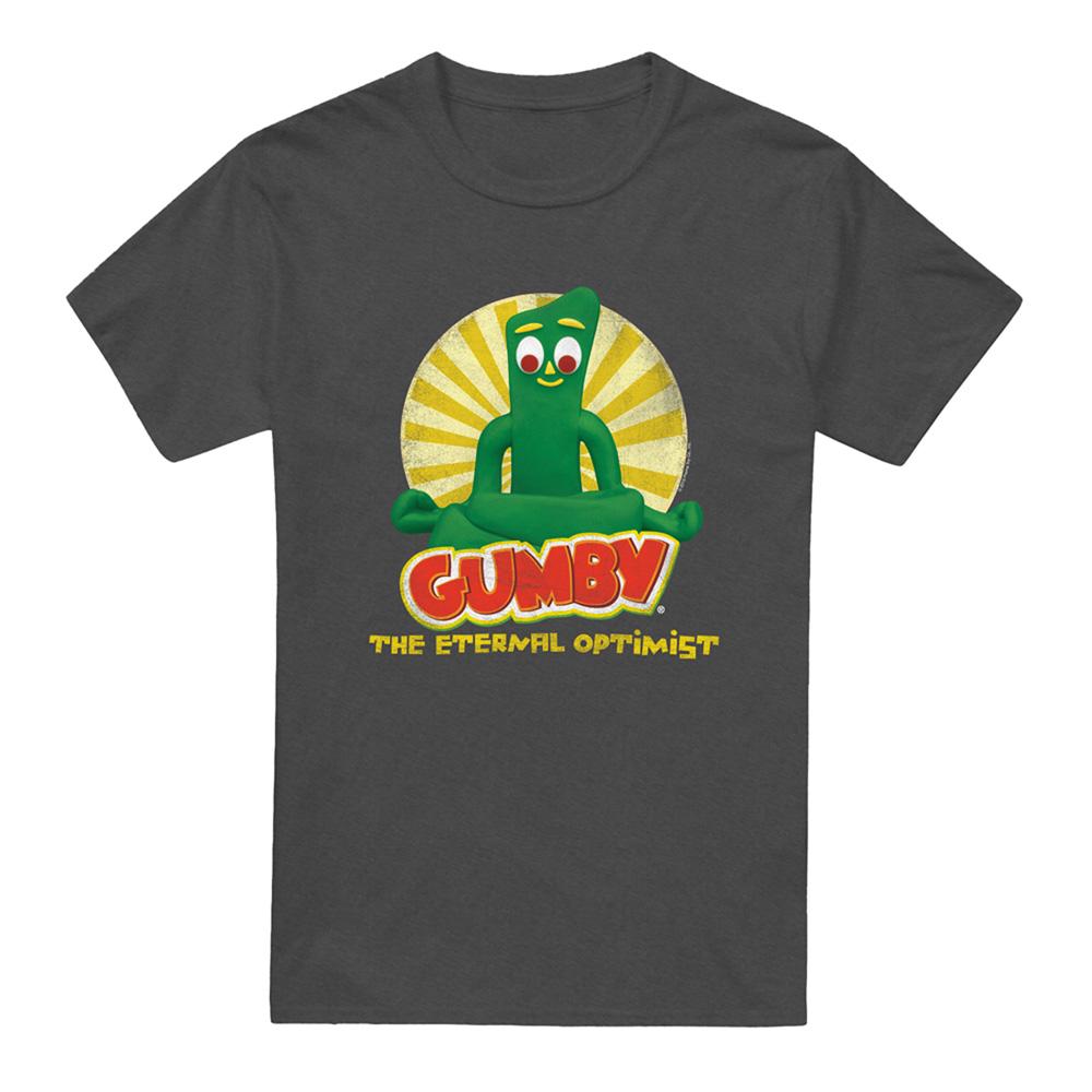Charcoal - Front - Gumby Unisex Adult The Internal Optimist Heather T-Shirt