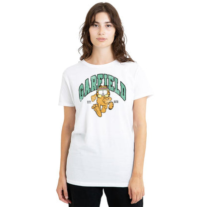 White - Back - Garfield Womens-Ladies Track And Field Collegiate T-Shirt
