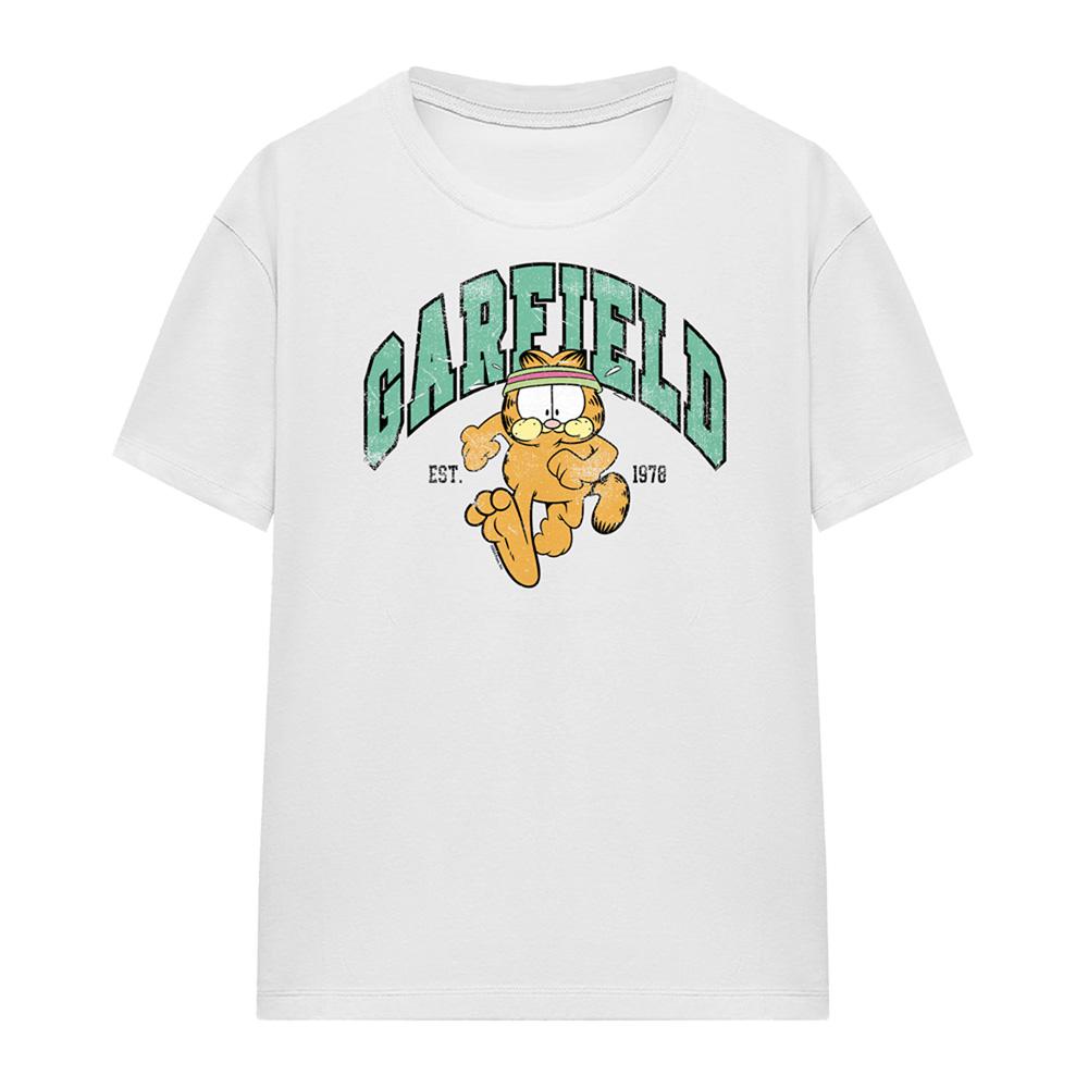White - Front - Garfield Womens-Ladies Track And Field Collegiate T-Shirt