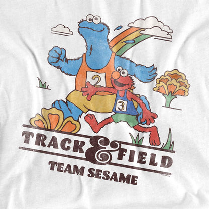 White - Side - Sesame Street Womens-Ladies Track Field T-Shirt