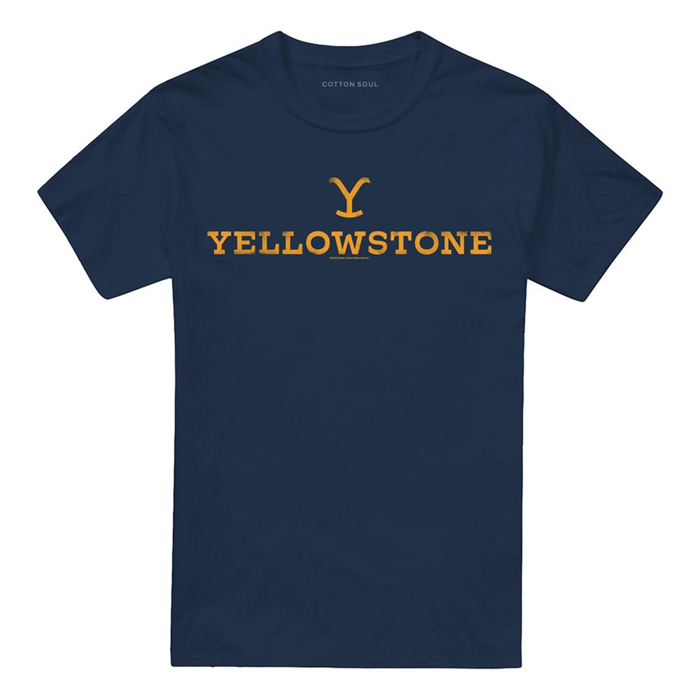 Navy - Front - Yellowstone Unisex Adult Logo T-Shirt