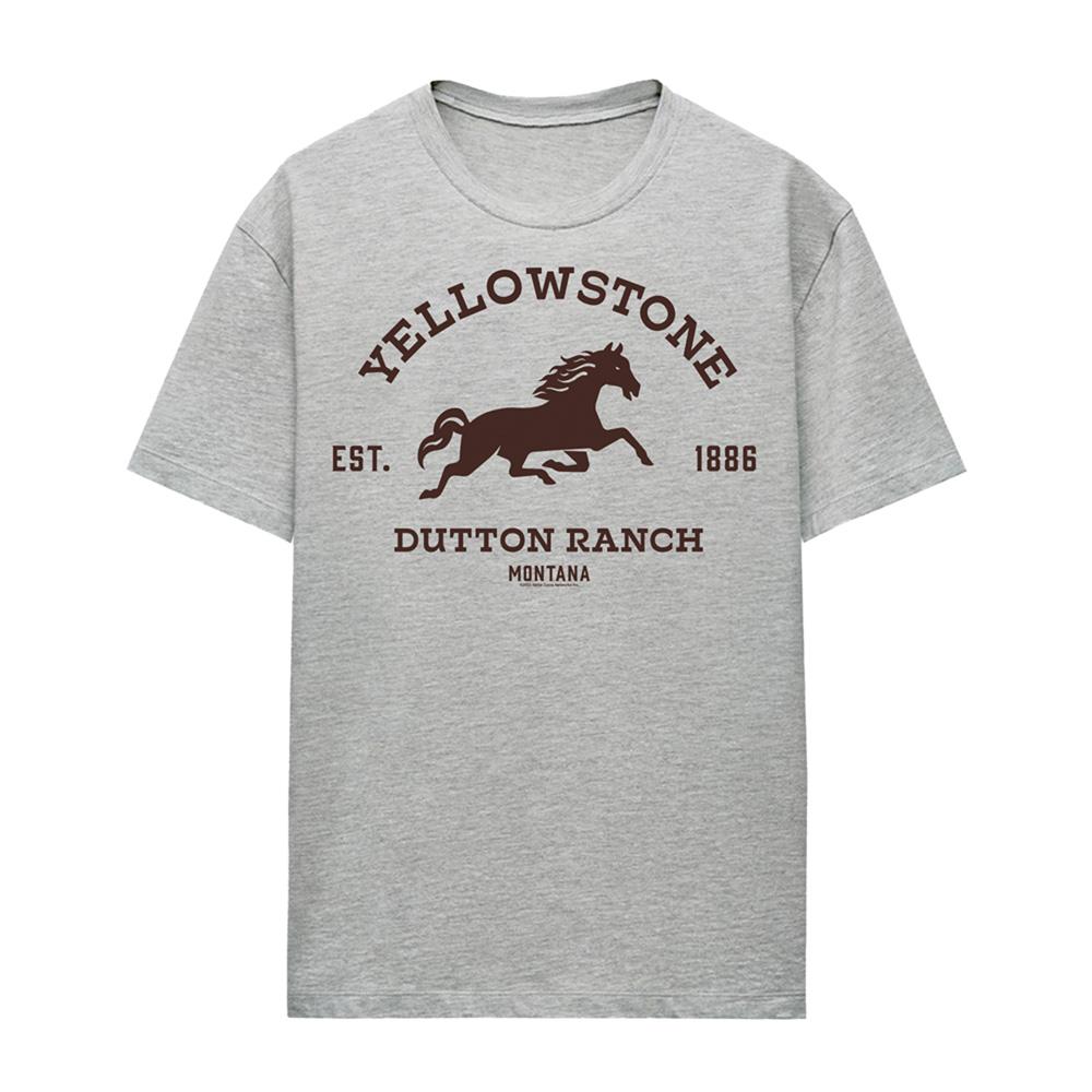 Athletic Heather - Front - Yellowstone Womens-Ladies Dutton Ranch Horse Heather T-Shirt