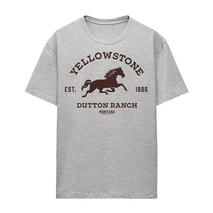 Athletic Heather - Front - Yellowstone Womens-Ladies Dutton Ranch Horse Heather T-Shirt