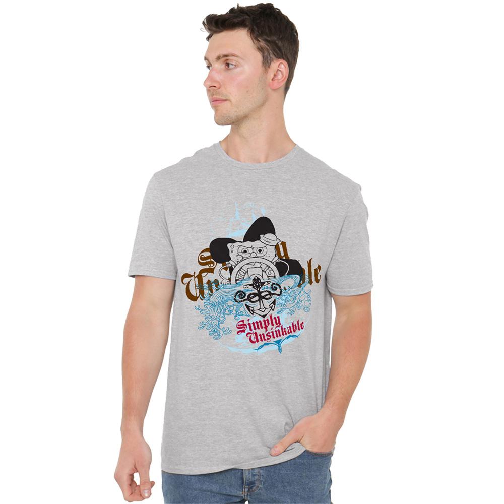 Athletic Heather - Back - SpongeBob SquarePants Unisex Adult Simply Unsinkable Heather T-Shirt