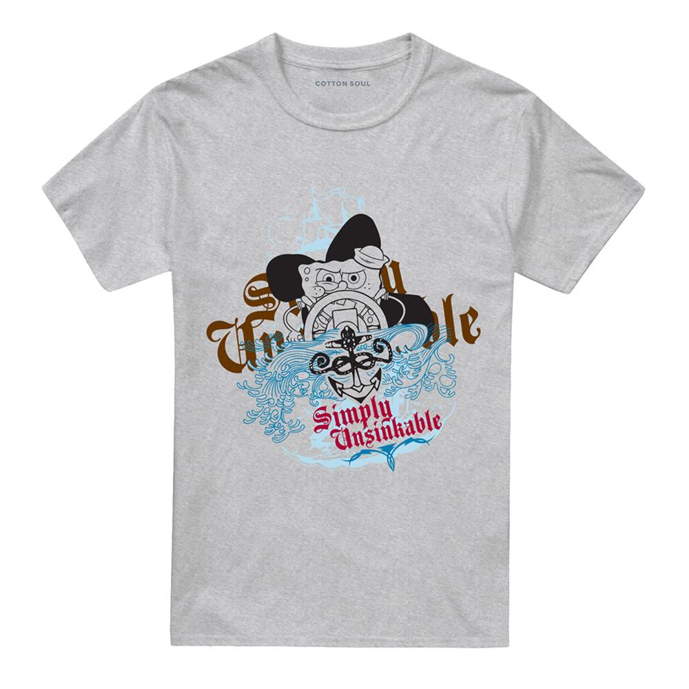 Athletic Heather - Front - SpongeBob SquarePants Unisex Adult Simply Unsinkable Heather T-Shirt