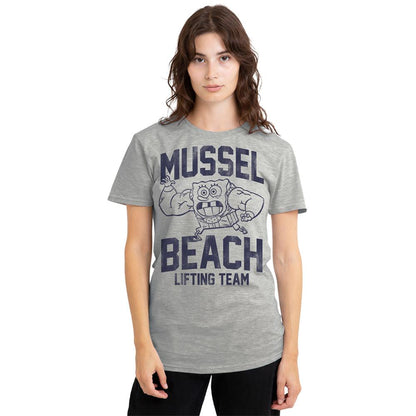 Athletic Heather - Back - SpongeBob SquarePants Womens-Ladies Mussle Beach Lifting Team Heather T-Shirt