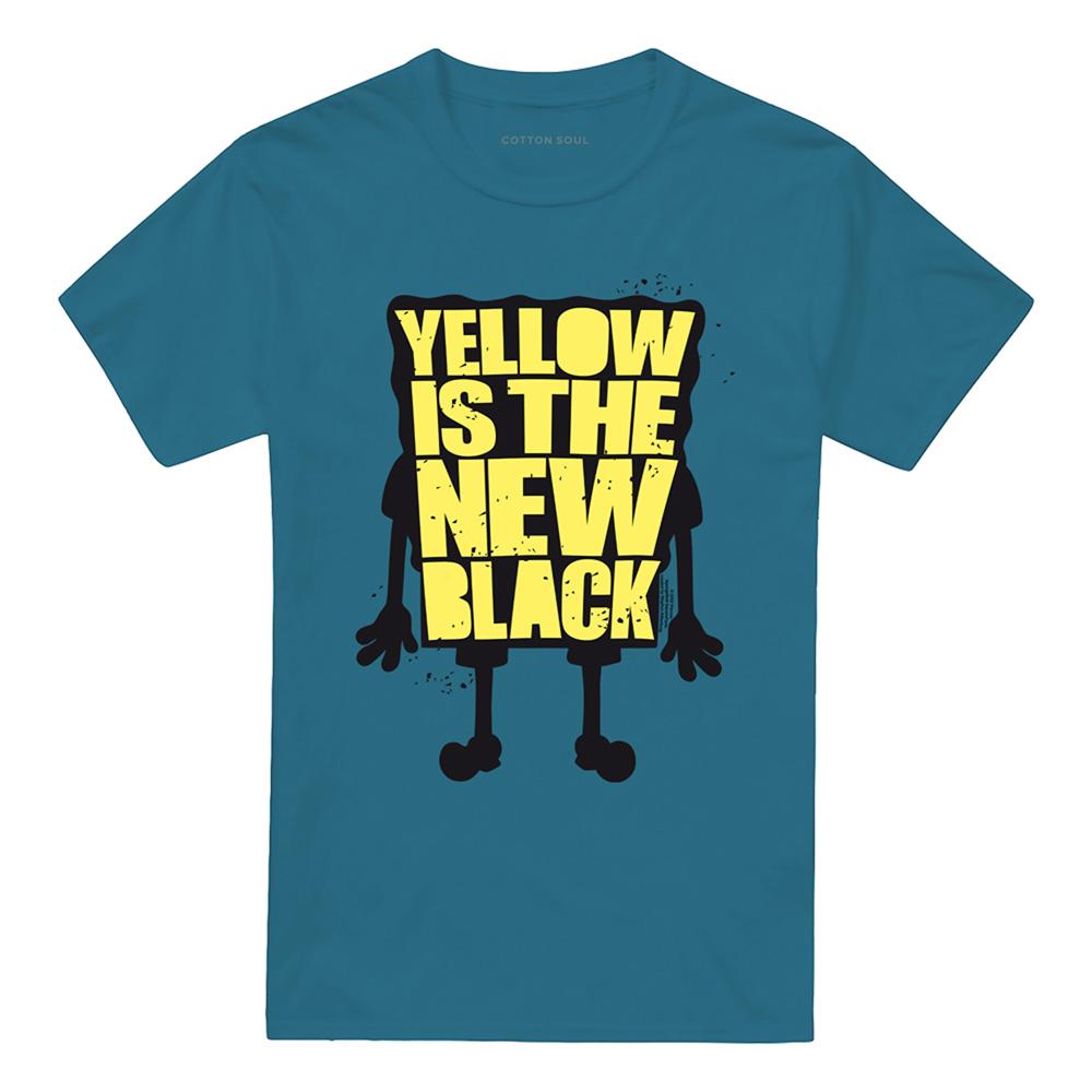 Slate - Front - SpongeBob SquarePants Unisex Adult Yellow Is The New Black T-Shirt