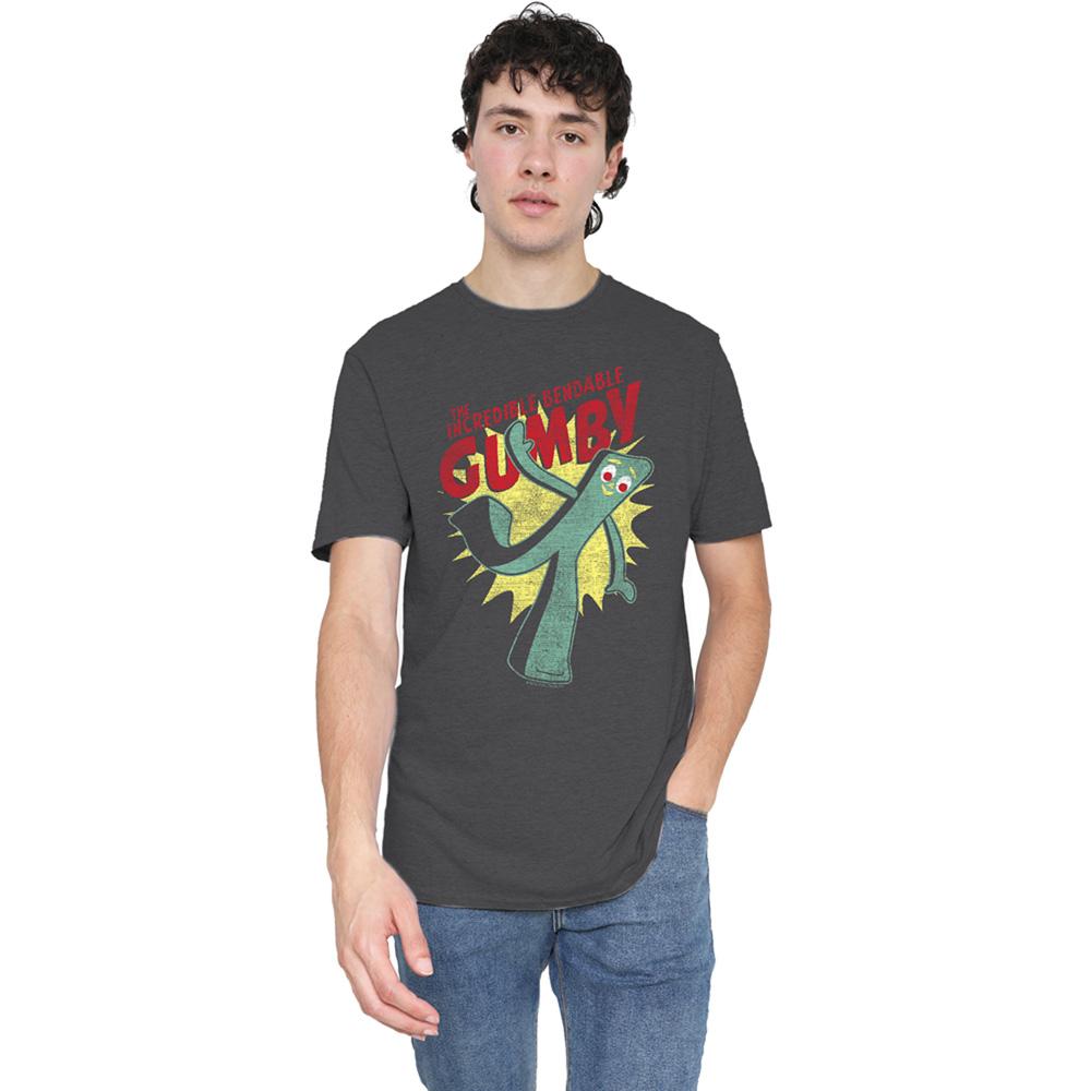 Charcoal - Back - Gumby Unisex Adult The Incredible Bendable Heather T-Shirt