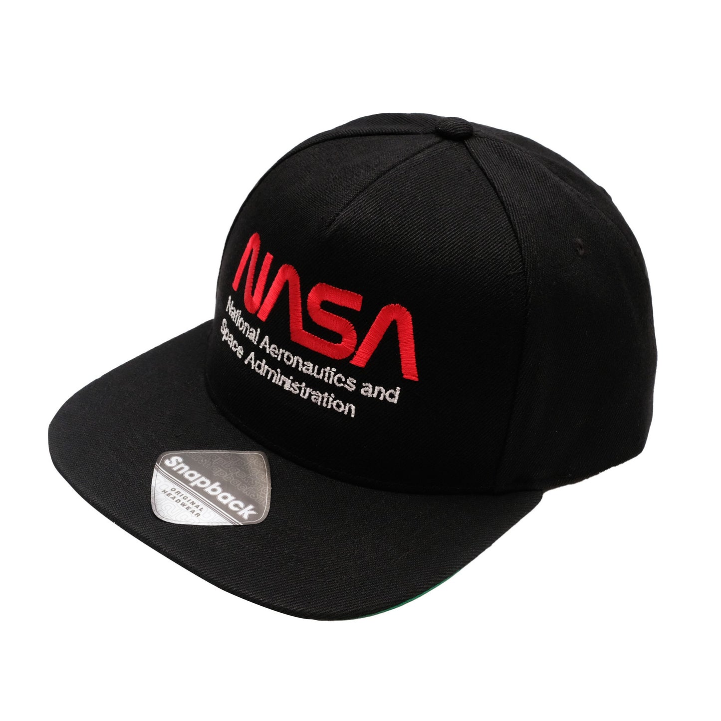Black - Side - NASA Mens Text Logo Baseball Cap