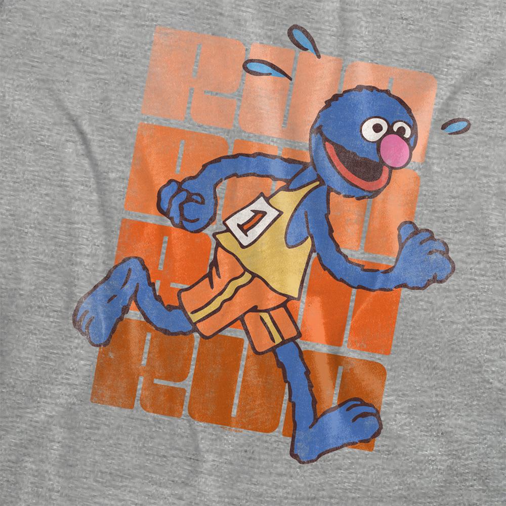 Athletic Heather - Side - Sesame Street Womens-Ladies Run Run Grover Heather T-Shirt