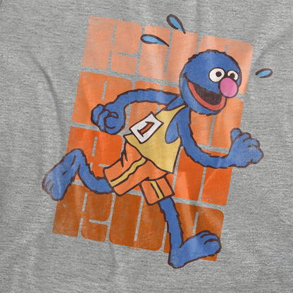 Athletic Heather - Side - Sesame Street Womens-Ladies Run Run Grover Heather T-Shirt