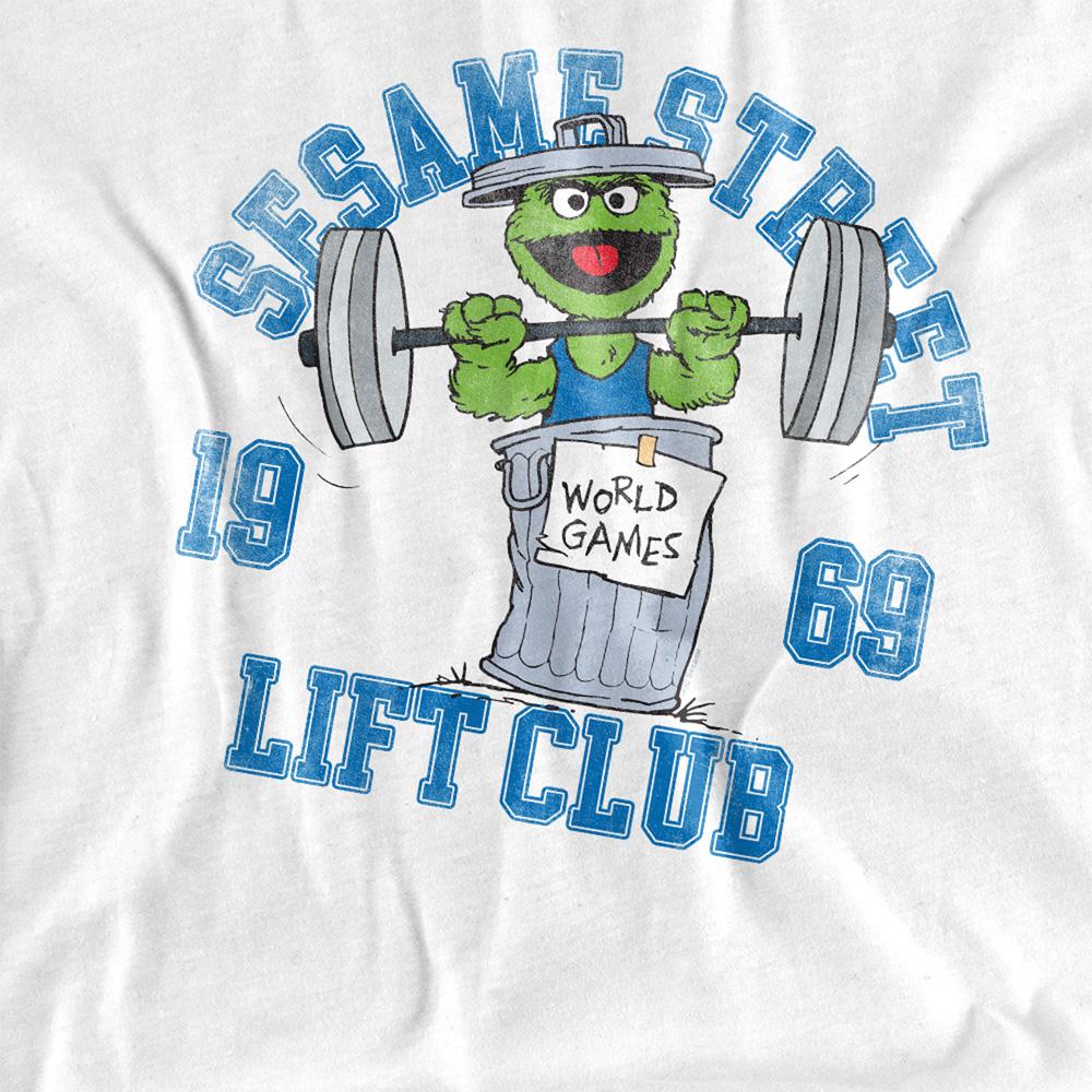 White - Side - Sesame Street Womens-Ladies Oscar Lift Club T-Shirt