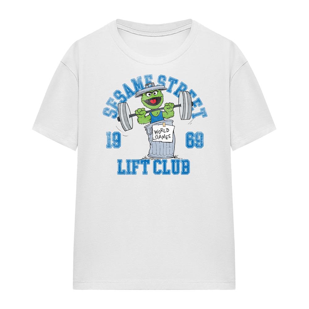White - Front - Sesame Street Womens-Ladies Oscar Lift Club T-Shirt