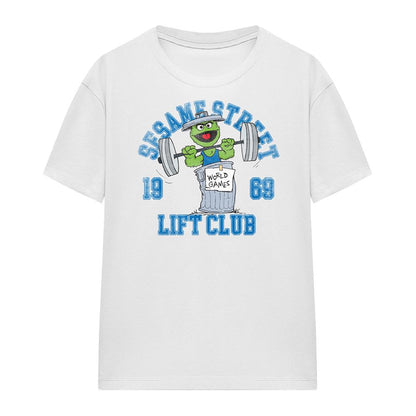 White - Front - Sesame Street Womens-Ladies Oscar Lift Club T-Shirt