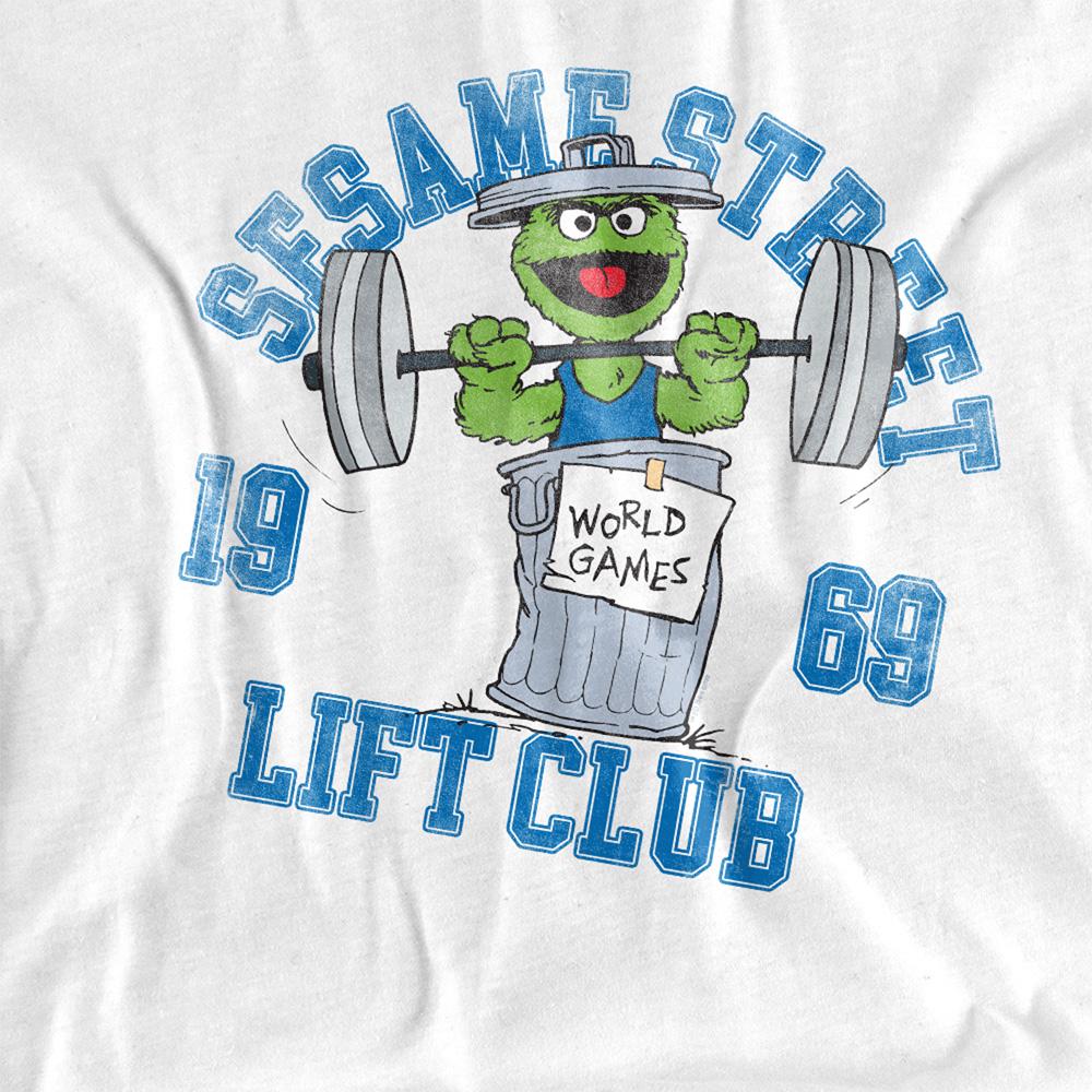 White - Side - Sesame Street Unisex Adult Oscar Lift Club T-Shirt