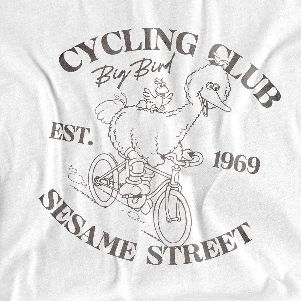 White - Side - Sesame Street Unisex Adult Cycling Club Big Bird Long-Sleeved T-Shirt