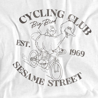 White - Side - Sesame Street Unisex Adult Cycling Club Big Bird Long-Sleeved T-Shirt