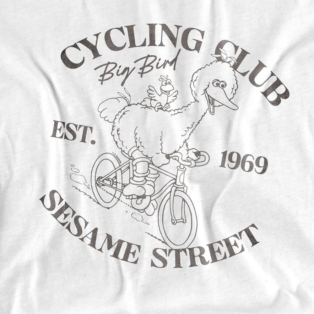 White - Side - Sesame Street Womens-Ladies Cycling Club Big Bird T-Shirt