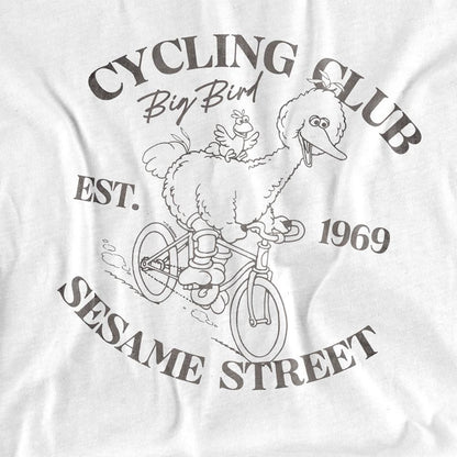 White - Side - Sesame Street Womens-Ladies Cycling Club Big Bird T-Shirt