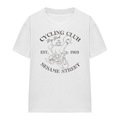 White - Front - Sesame Street Womens-Ladies Cycling Club Big Bird T-Shirt