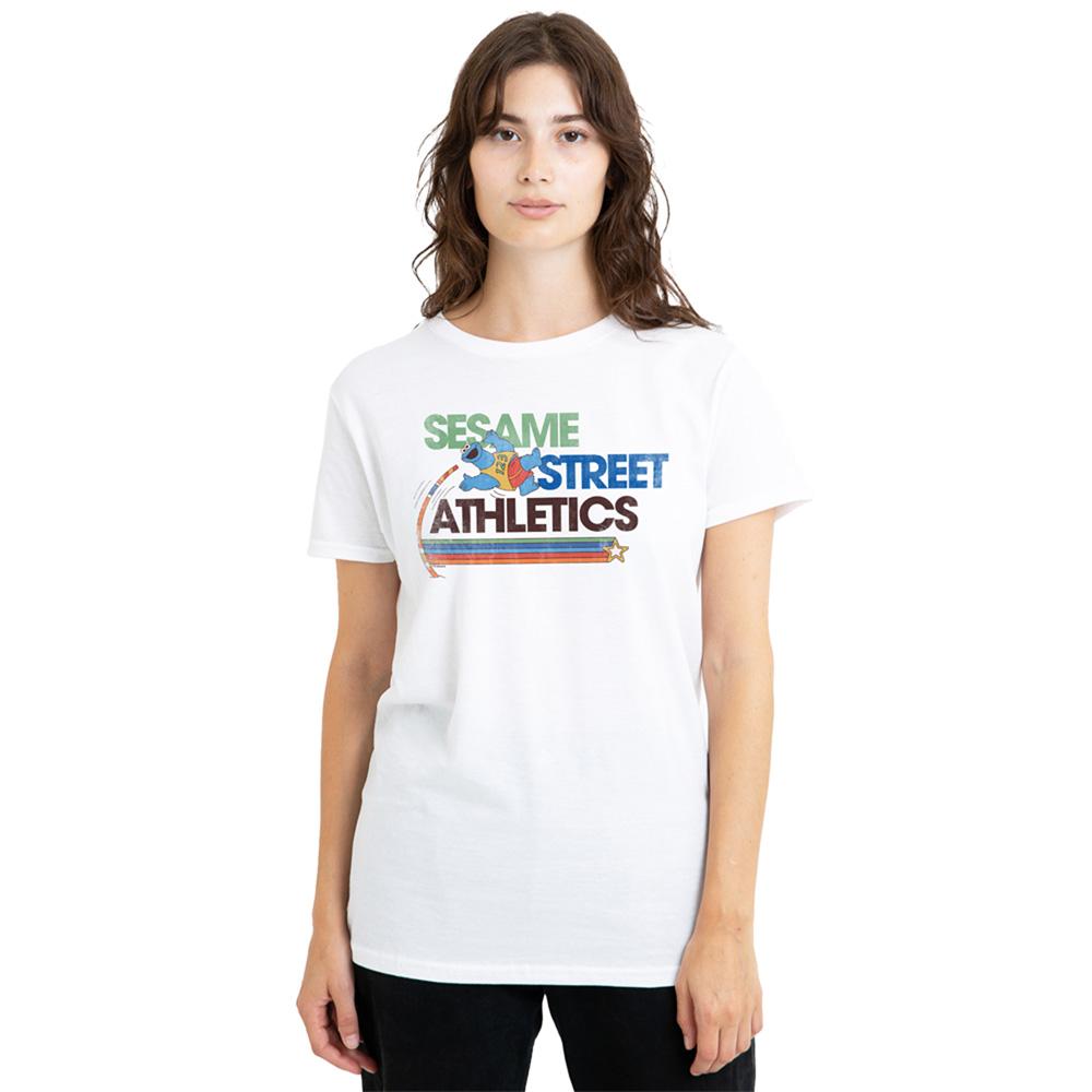 White - Back - Sesame Street Womens-Ladies Athletic T-Shirt