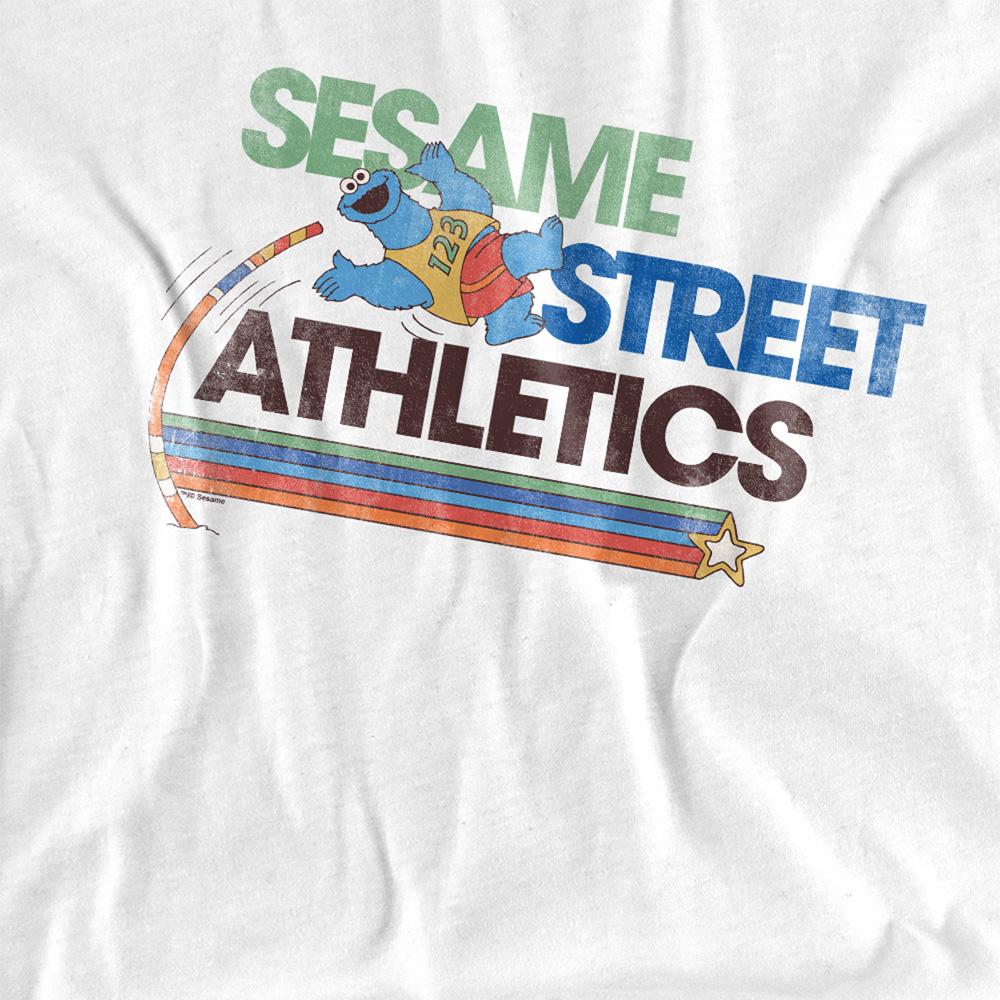 White - Side - Sesame Street Womens-Ladies Athletic T-Shirt