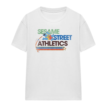 White - Front - Sesame Street Womens-Ladies Athletic T-Shirt