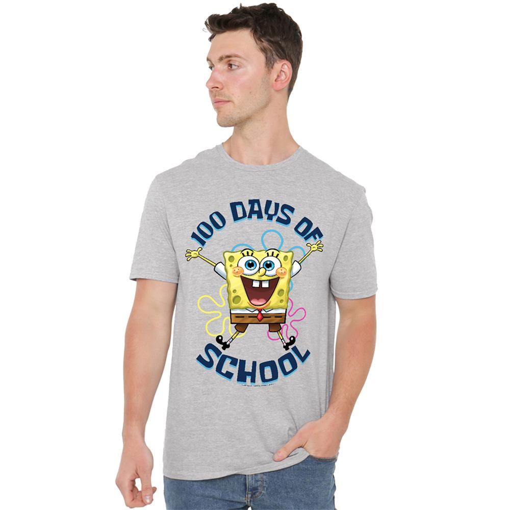 Athletic Heather - Back - SpongeBob SquarePants Unisex Adult 100 Days Of School Jump Heather T-Shirt
