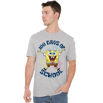 Athletic Heather - Back - SpongeBob SquarePants Unisex Adult 100 Days Of School Jump Heather T-Shirt