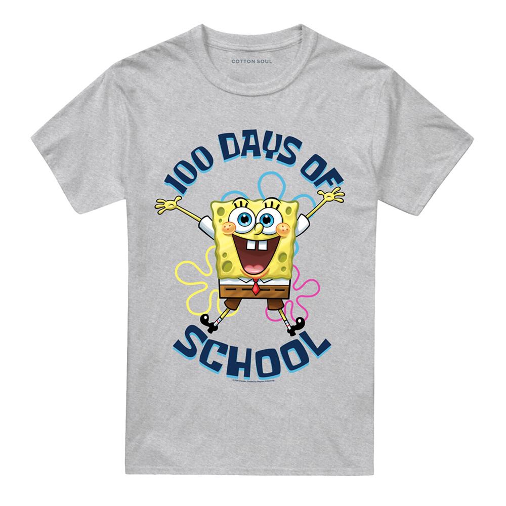 Athletic Heather - Front - SpongeBob SquarePants Unisex Adult 100 Days Of School Jump Heather T-Shirt