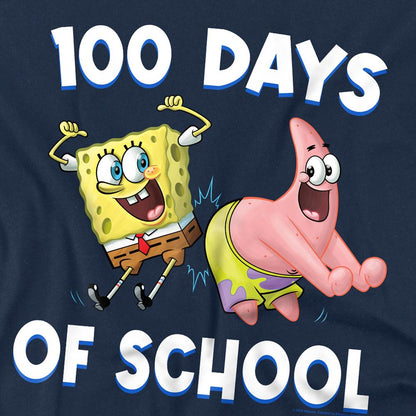 Navy - Side - SpongeBob SquarePants Unisex Adult 100 Days Of School Patrick Star T-Shirt