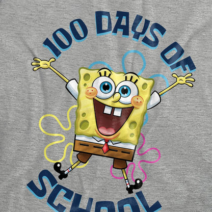 Athletic Heather - Side - SpongeBob SquarePants Womens-Ladies 100 Days Of School Jump Heather T-Shirt