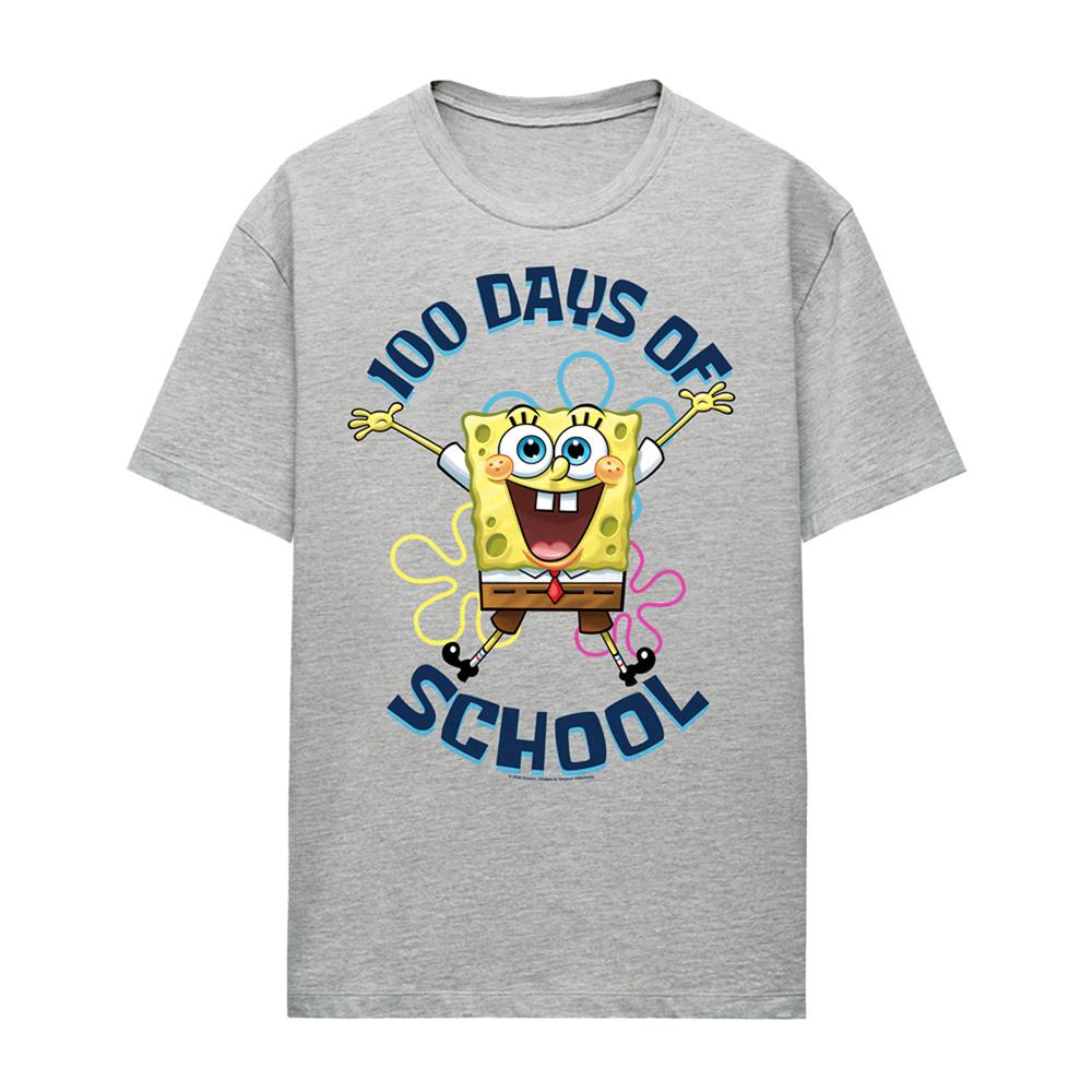 Athletic Heather - Front - SpongeBob SquarePants Womens-Ladies 100 Days Of School Jump Heather T-Shirt