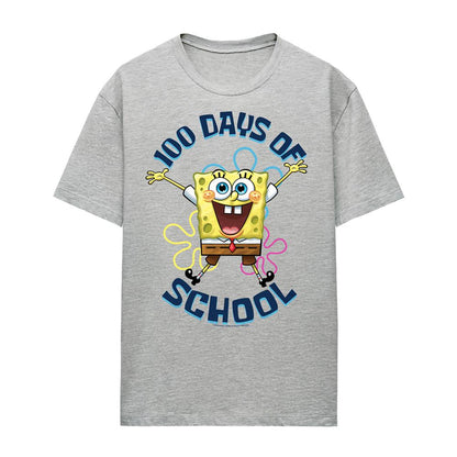 Athletic Heather - Front - SpongeBob SquarePants Womens-Ladies 100 Days Of School Jump Heather T-Shirt
