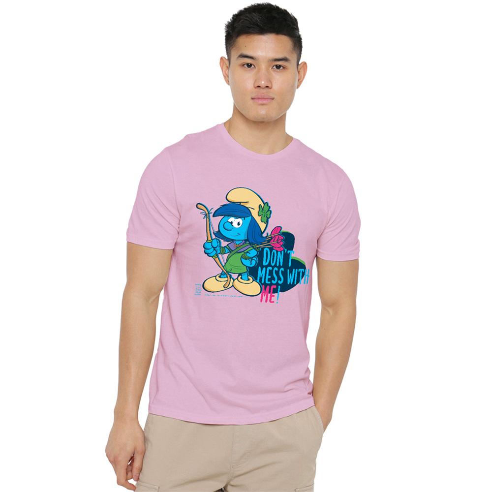 Pink - Back - The Smurfs Unisex Adult Don´t Mess With Me! T-Shirt