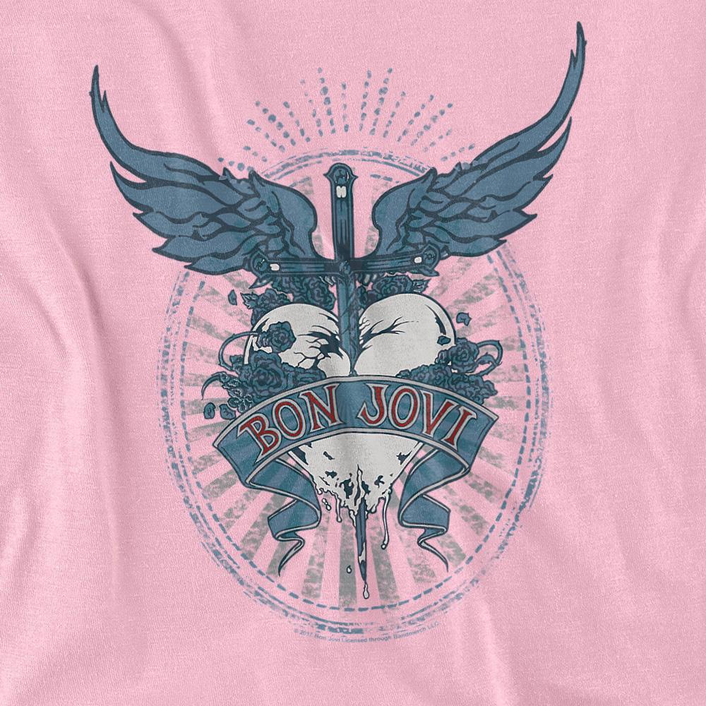 Pink - Back - Bon Jovi Unisex Adult Winged Heart T-Shirt